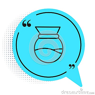 Black line Chemex icon isolated on white background. Alternative methods of brewing coffee. Coffee culture. Blue speech Vector Illustration