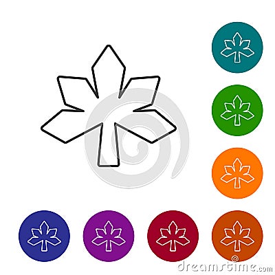 Black line Chestnut leaf icon isolated on white background. Set icons in color circle buttons. Vector Vector Illustration