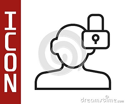 Black line Closed personality icon isolated on white background. Introvert psychology. Vector Stock Photo