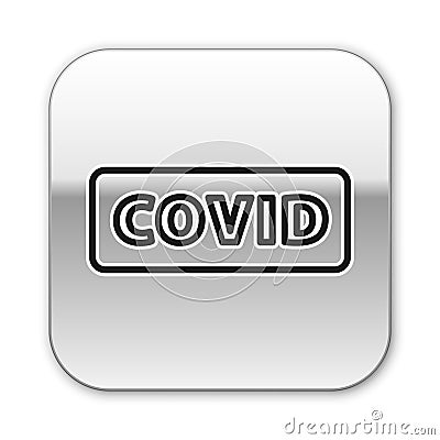 Black line Corona virus covid-19 icon isolated on white background. Bacteria and germs, cell cancer, microbe, fungi. Silver square Vector Illustration