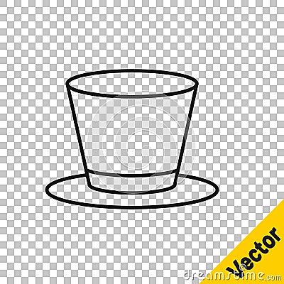 Black line Cylinder hat icon isolated on transparent background. Vector Stock Photo