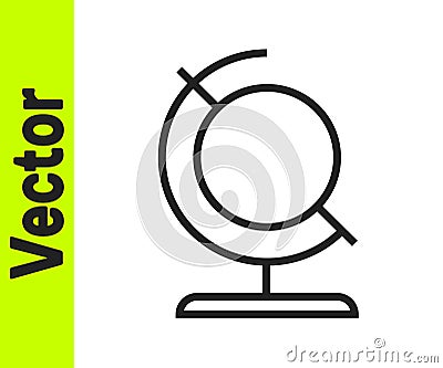 Black line Earth globe icon isolated on white background. Vector Illustration Vector Illustration