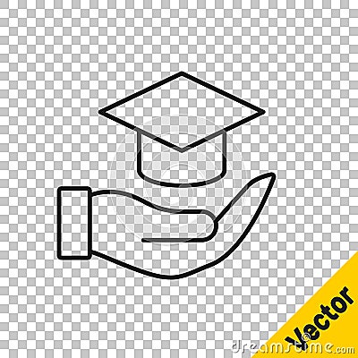 Black line Education grant icon isolated on transparent background. Tuition fee, financial education, budget fund Vector Illustration