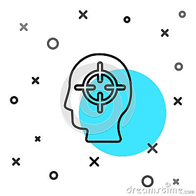Black line Finding a problem in psychology icon isolated on white background. Random dynamic shapes. Vector Vector Illustration