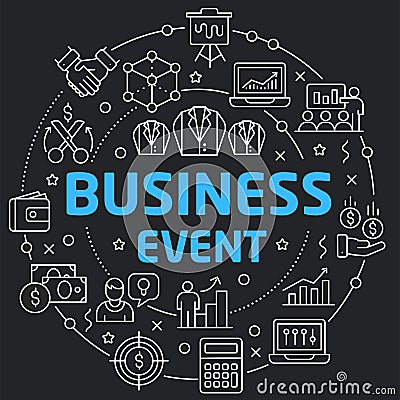 Black Line Flat Circle illustration business event Vector Illustration