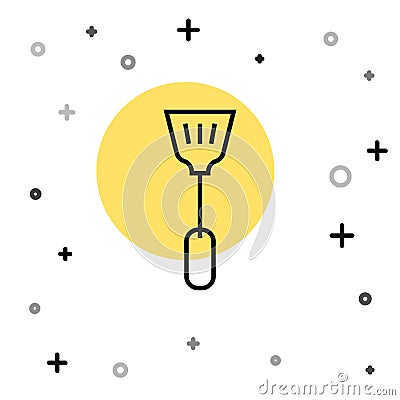 Black line Fly swatter icon isolated on white background. Random dynamic shapes. Vector Vector Illustration