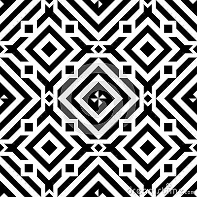 Black line geometric diamond abstract seamless pattern vector background Vector Illustration