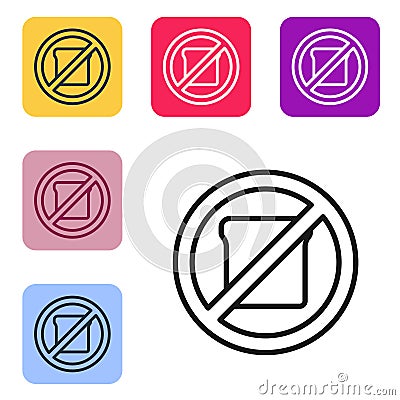 Black line Gluten free grain icon isolated Black line background. No wheat sign. Food intolerance symbols. Set icons in Stock Photo