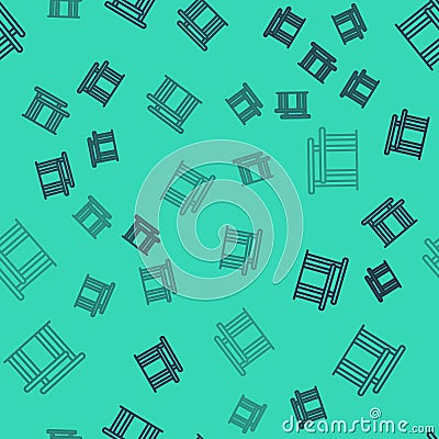 Black line Gymnastics equipment uneven bars icon isolated seamless pattern on green background. Vector Vector Illustration