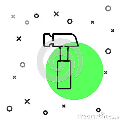 Black line Hammer icon isolated on white background. Tool for repair. Vector Vector Illustration