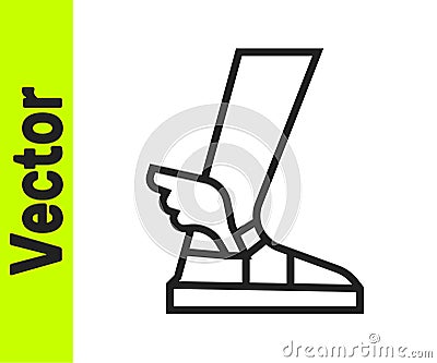 Black line Hermes sandal icon isolated on white background. Ancient greek god Hermes. Running shoe with wings. Vector Vector Illustration