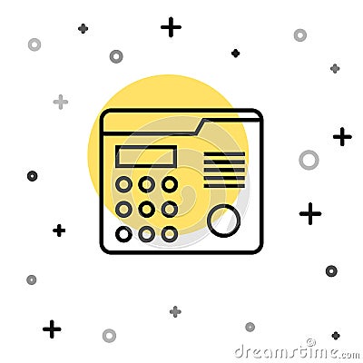 Black line House intercom system icon isolated on white background. Random dynamic shapes. Vector Illustration. Vector Illustration