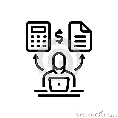 Black line icon for Accountant, actuary and financial Vector Illustration