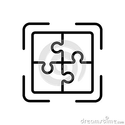 Black line icon for Allied, complex and puzzle Vector Illustration