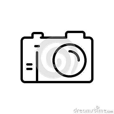 Black line icon for Camera, aperture and digital Vector Illustration