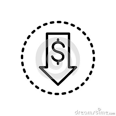 Black line icon for Cheaper, inexpensive and budget Vector Illustration