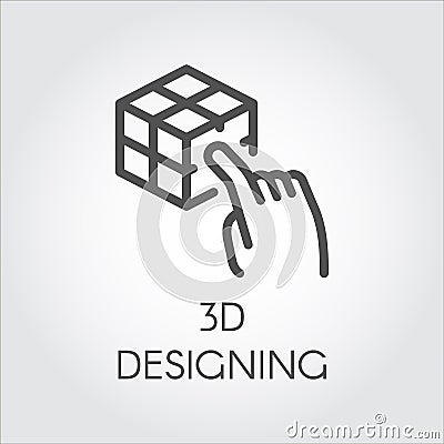Black line icon device virtual modeling digital simulation technology future Vector Illustration