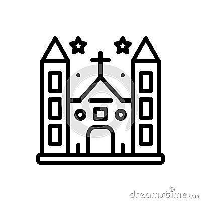 Black line icon for Diocese, chruch and building Vector Illustration