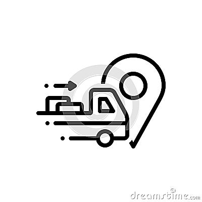 Black line icon for Dispatching, send and transport Vector Illustration
