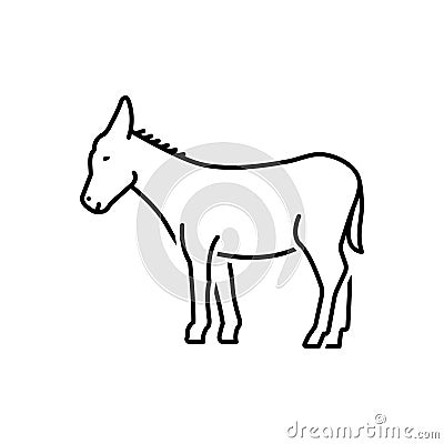 Black line icon for Donkey, mule and jackass Vector Illustration