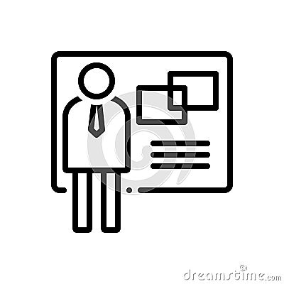 Black line icon for Exhibitor, advertising and marcher Vector Illustration