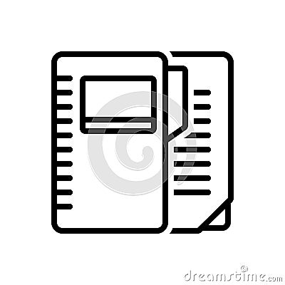 Black line icon for File, notebook and dossier Vector Illustration