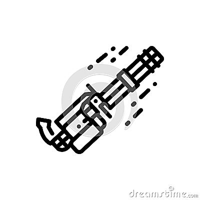 Black line icon for Gatling, gun and cannon Vector Illustration