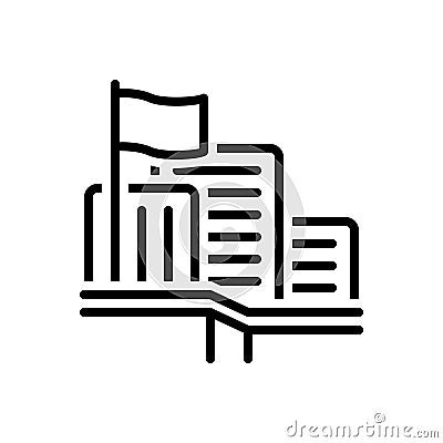 Black line icon for Headquarters, command and post Vector Illustration