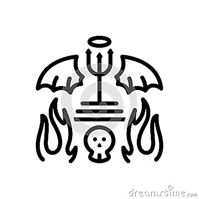 Black line icon for Hell, inferno and skull Stock Photo