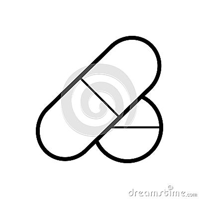 Black line icon for Medicine, medical and pill Vector Illustration