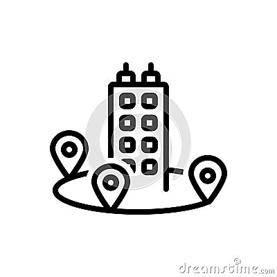 Black line icon for Near, adjacent and nigh Stock Photo