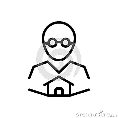 Black line icon for Owner, boss and landlord Vector Illustration