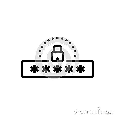 Black line icon for Password, cybersecurity and security Vector Illustration