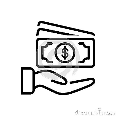 Black line icon for Payment, salary and money Vector Illustration