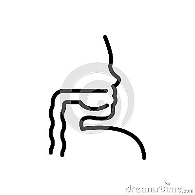 Black line icon for Pharynx, esophagus and mouth Vector Illustration