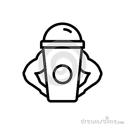 Black line icon for Protein Shake, protein and cocktail Vector Illustration