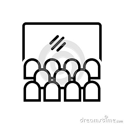 Black line icon for Screen, cinema and theater Vector Illustration