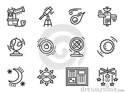 Black line icons for astronomy Stock Photo