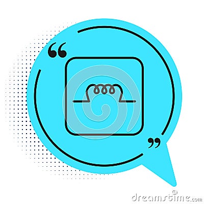 Black line Inductor in electronic circuit icon isolated on white background. Blue speech bubble symbol. Vector Vector Illustration