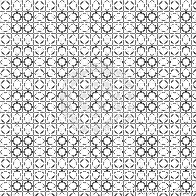 black line interlocking circles and square vector seamless background pattern Vector Illustration
