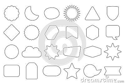 Black line and isolated random shapes empty frames and banners icons set on white background Vector Illustration