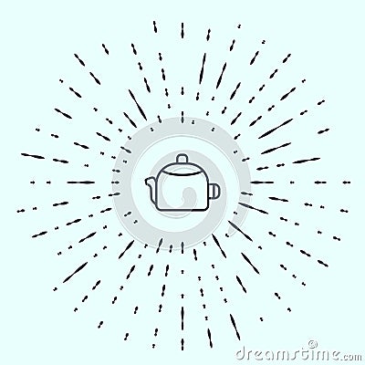 Black line Kettle with handle icon isolated on grey background. Teapot icon. Abstract circle random dots. Vector Vector Illustration