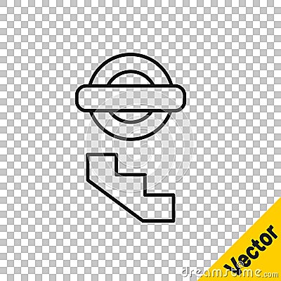 Black line London underground icon isolated on transparent background. Vector Vector Illustration