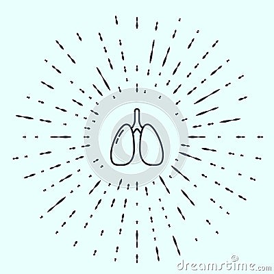 Black line Lungs icon isolated on grey background. Abstract circle random dots. Vector. Vector Illustration