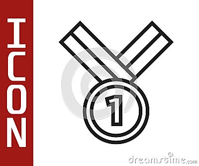 Black line Medal golf icon isolated on white background. Winner achievement sign. Award medal. Vector Vector Illustration