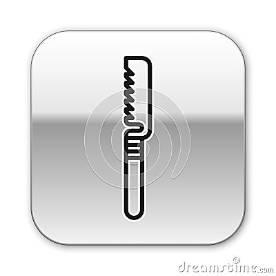 Black line Medical saw icon isolated on white background. Surgical saw designed for bone cutting limb amputations and Vector Illustration