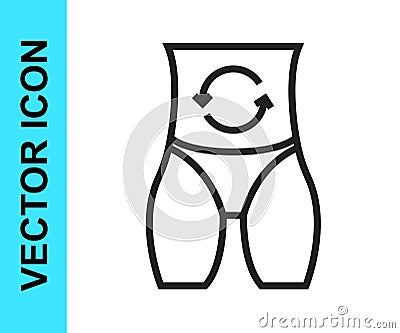 Black line Metabolism of human organism icon isolated on isolated on white background. Digestion, metabolic system and Vector Illustration