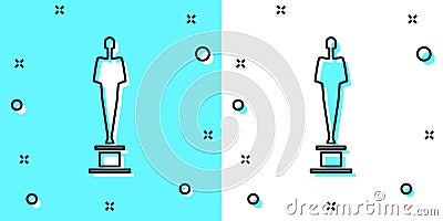 Black line Movie trophy icon isolated on green and white background. Academy award icon. Films and cinema symbol. Random Vector Illustration