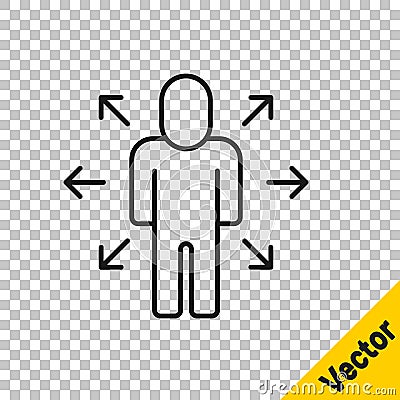 Black line Multitasking manager working icon isolated on transparent background. Vector Stock Photo