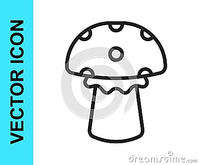 Black line Mushroom icon isolated on white background. Vector Vector Illustration